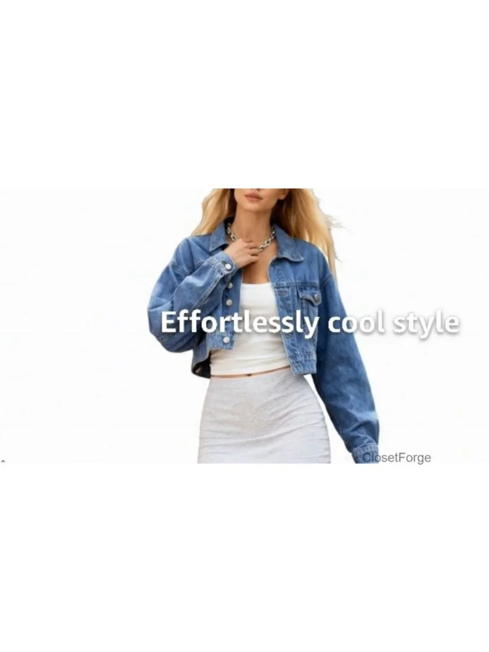 Cropped Denim Jacket Oversized Vintage Jean Jacket Distressed Dark Wash Baggy